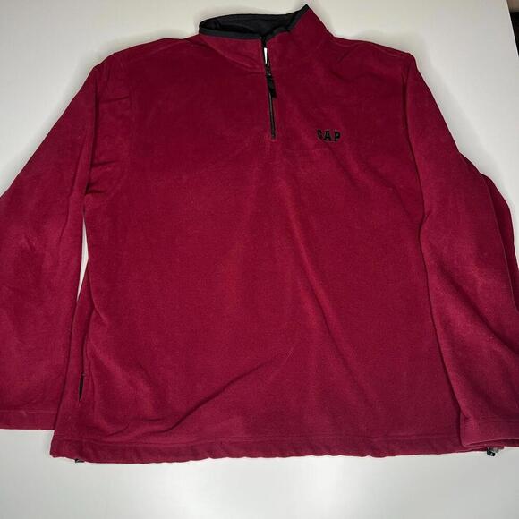 GAP Fleece Quarter Zip Pullover XXL Red Black Trim Warm Soft Casual Outdoor - Picture 1 of 8